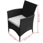 vidaXL Set comedor de jardín 9 piezas y cojines ratán sintético negro
