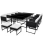 vidaXL Set comedor de jardín 13 piezas y cojines ratán sintético negro