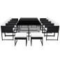 vidaXL Set comedor de jardín 13 piezas y cojines ratán sintético negro