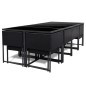 vidaXL Set comedor de jardín 13 piezas y cojines ratán sintético negro