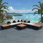 vidaXL Muebles de jardín y cojines 8 piezas ratán sintético negro