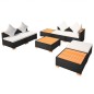 vidaXL Muebles de jardín y cojines 8 piezas ratán sintético negro
