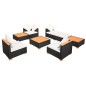 vidaXL Muebles de jardín y cojines 8 piezas ratán sintético negro