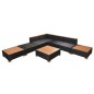 vidaXL Muebles de jardín y cojines 8 piezas ratán sintético negro