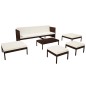 vidaXL Set muebles de jardín 6 piezas y cojines ratán sintético marrón vidaXL Set muebles de jardín 6 piezas y cojines ratán sintético marrón