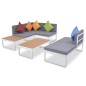 vidaXL Set de muebles de jardín 4 piezas y cojines aluminio y WPC vidaXL Set de muebles de jardín 4 piezas y cojines aluminio y WPC
