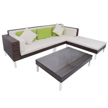 vidaXL Set muebles de jardín 4 piezas y cojines ratán sintético marrón