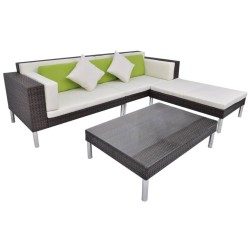 vidaXL Set muebles de jardín 4 piezas y cojines ratán sintético marrón