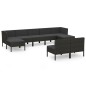 vidaXL Set de muebles de jardín 9 pzas y cojines ratán sintético negro vidaXL Set de muebles de jardín 9 pzas y cojines ratán sintético negro