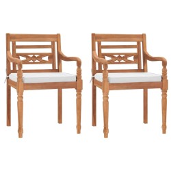 vidaXL Sillas Batavia con cojines 2 unidades madera de teca maciza