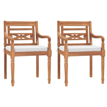 vidaXL Sillas Batavia con cojines 2 unidades madera de teca maciza