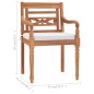 vidaXL Sillas Batavia con cojines 2 unidades madera de teca maciza