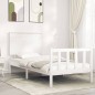 vidaXL Estructura de cama individual con cabecero madera maciza blanco vidaXL Estructura de cama individual con cabecero madera maciza blanco