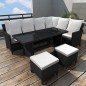 vidaXL Set de muebles de jardín 4 pzas y cojines ratán sintético negro vidaXL Set de muebles de jardín 4 pzas y cojines ratán sintético negro