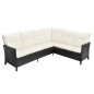 vidaXL Set de muebles de jardín 4 pzas y cojines ratán sintético negro vidaXL Set de muebles de jardín 4 pzas y cojines ratán sintético negro