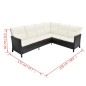 vidaXL Set de muebles de jardín 4 pzas y cojines ratán sintético negro vidaXL Set de muebles de jardín 4 pzas y cojines ratán sintético negro