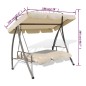 vidaXL Banco columpio convertible de exterior con dosel blanco arena vidaXL Banco columpio convertible de exterior con dosel blanco arena