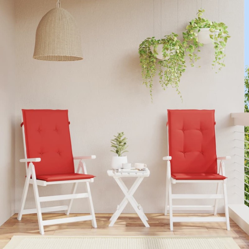 vidaXL Cojín silla de jardín respaldo alto 2 uds tela rojo 120x50x3 cm vidaXL Cojín silla de jardín respaldo alto 2 uds tela rojo 120x50x3 cm