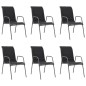 vidaXL Sillas apilables de jardín 6 unidades acero y textileno negro vidaXL Sillas apilables de jardín 6 unidades acero y textileno negro
