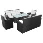 vidaXL Set de sofás de jardín 5 piezas y cojines ratán sintético negro vidaXL Set de sofás de jardín 5 piezas y cojines ratán sintético negro
