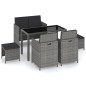 vidaXL Set de comedor de jardín 6 pzas y cojines ratán sintético gris vidaXL Set de comedor de jardín 6 pzas y cojines ratán sintético gris