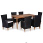 vidaXL Set de comedor de jardín 7 pzas ratán sintético negro y marrón vidaXL Set de comedor de jardín 7 pzas ratán sintético negro y marrón