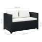 vidaXL Set de muebles de jardín 3 pzas y cojines ratán sintético negro vidaXL Set de muebles de jardín 3 pzas y cojines ratán sintético negro