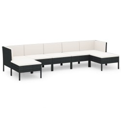 vidaXL Set de muebles de jardín 7 pzas cojines ratán sintético negro