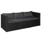 vidaXL Set de muebles de jardín 3 pzas ratán sintético negro y gris