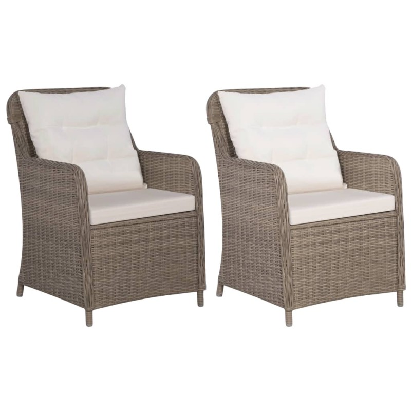 vidaXL Sillones de jardín con cojines 2 uds ratán sintético marrón vidaXL Sillones de jardín con cojines 2 uds ratán sintético marrón