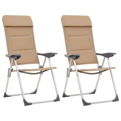 vidaXL Sillas de camping de aluminio 2 unidades crema 58x69x111 cm
