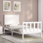 vidaXL Estructura de cama individual con cabecero madera maciza blanco vidaXL Estructura de cama individual con cabecero madera maciza blanco