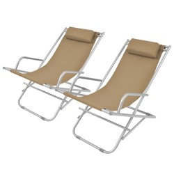 vidaXL Tumbonas reclinables 2 unidades acero gris topo 