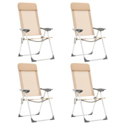 vidaXL Sillas de camping plegables 4 unidades aluminio crema
