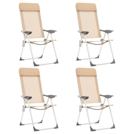 vidaXL Sillas de camping plegables 4 unidades aluminio crema