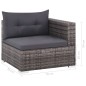 vidaXL Set de muebles de jardín 3 pzas y cojines ratán sintético gris vidaXL Set de muebles de jardín 3 pzas y cojines ratán sintético gris