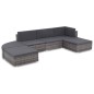 vidaXL Set de muebles de jardín 6 pzas y cojines ratán sintético gris vidaXL Set de muebles de jardín 6 pzas y cojines ratán sintético gris