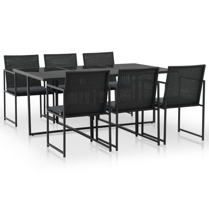 vidaXL Set comedor de jardín 7 piezas y cojines ratán sintético negro vidaXL Set comedor de jardín 7 piezas y cojines ratán sintético negro