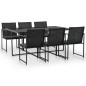 vidaXL Set comedor de jardín 7 piezas y cojines ratán sintético negro vidaXL Set comedor de jardín 7 piezas y cojines ratán sintético negro