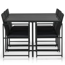 vidaXL Set comedor de jardín 7 piezas y cojines ratán sintético negro