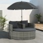 vidaXL Sofá de jardín 2 plazas con cojines y sombrilla ratán PE gris vidaXL Sofá de jardín 2 plazas con cojines y sombrilla ratán PE gris