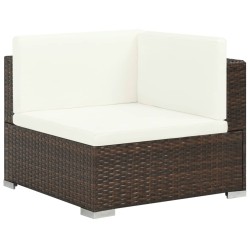 vidaXL Set muebles de jardín 7 piezas y cojines ratán sintético marrón