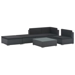 vidaXL Set muebles de jardín 6 piezas y cojines ratán sintético negro