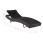 vidaXL Tumbonas con mesita 2 unidades ratán sintético textilene marrón vidaXL Tumbonas con mesita 2 unidades ratán sintético textilene marrón