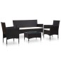 vidaXL Set de muebles de jardín 4 pzas y cojines ratán sintético negro vidaXL Set de muebles de jardín 4 pzas y cojines ratán sintético negro