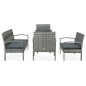 vidaXL Set de muebles de jardín 5 pzas y cojines ratán sintético gris vidaXL Set de muebles de jardín 5 pzas y cojines ratán sintético gris
