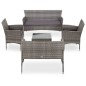 vidaXL Set de muebles de jardín 5 pzas y cojines ratán sintético gris