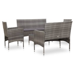 vidaXL Set de muebles de jardín 5 pzas y cojines ratán sintético gris