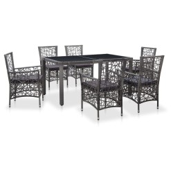 vidaXL Juego de comedor de jardín 7 piezas de ratán sintético gris