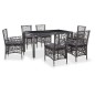 vidaXL Juego de comedor de jardín 7 piezas de ratán sintético gris vidaXL Juego de comedor de jardín 7 piezas de ratán sintético gris